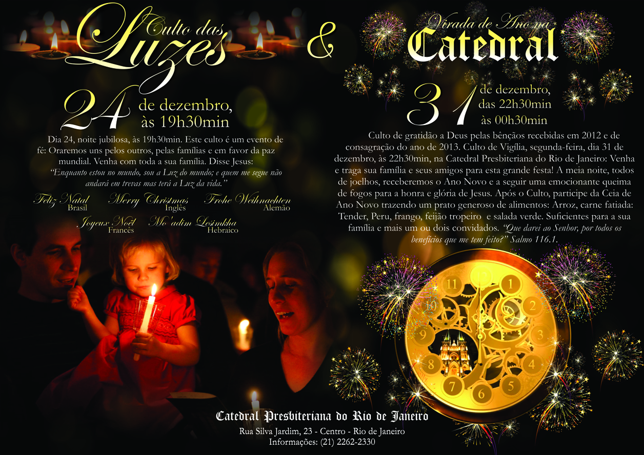 Cartaz Culto das Luzes e Culto de Vigilia